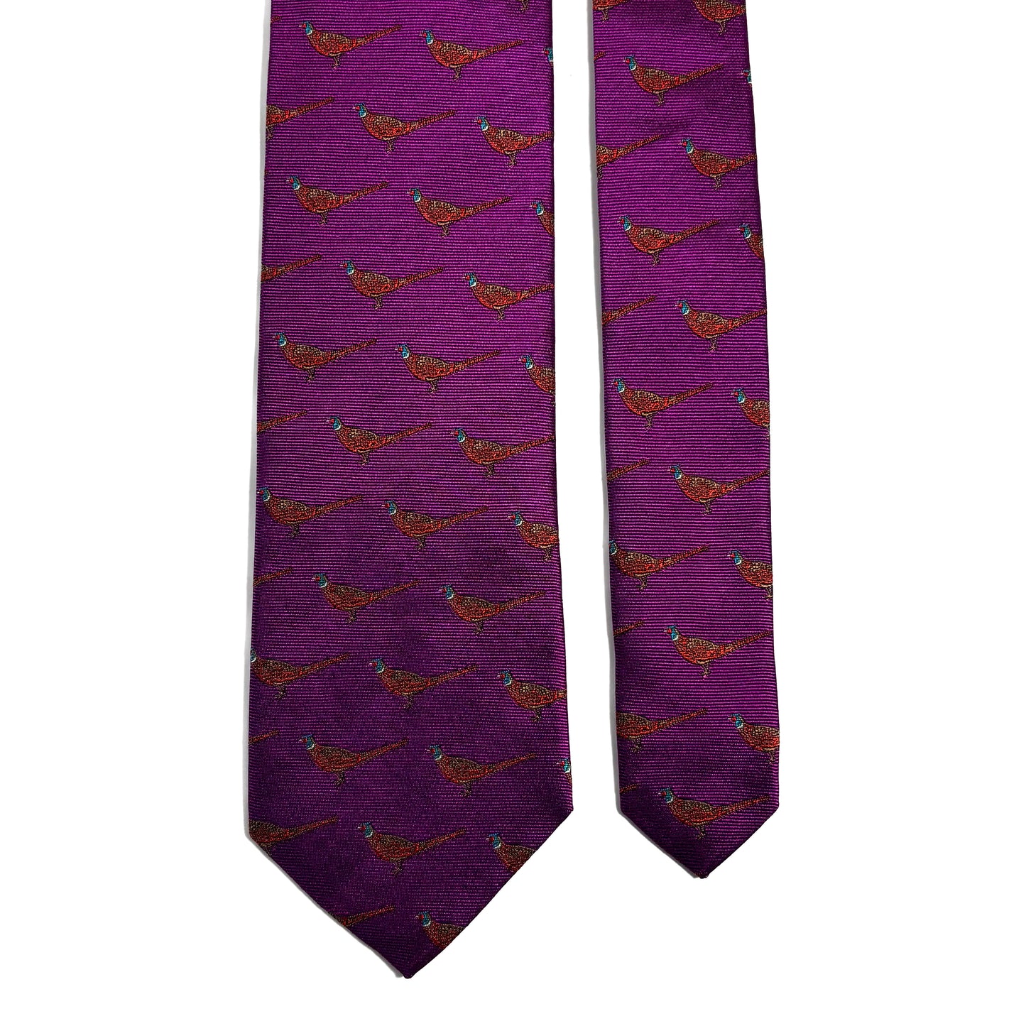 Purple Pheasant Motif Silk Jacquard Tie