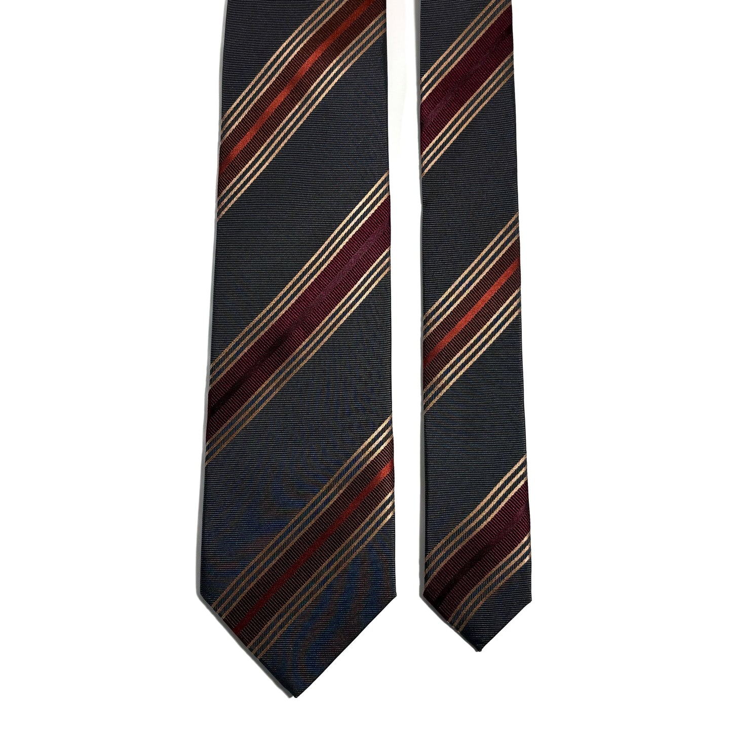Gray & Burgundy/Copper Striped Silk Jacquard Tie