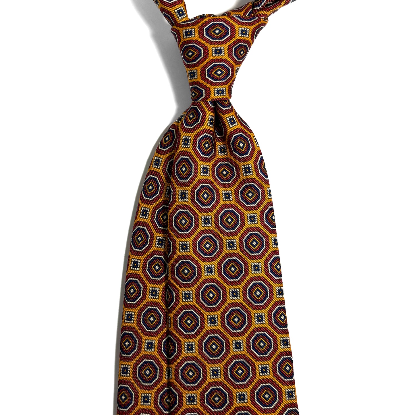 Orange & Red Floral Medallion Silk Tie (Handmade in Italy)