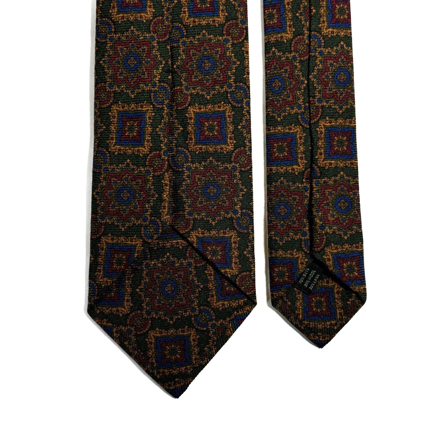 Forest Green Large Geometric Wool/Silk Tie