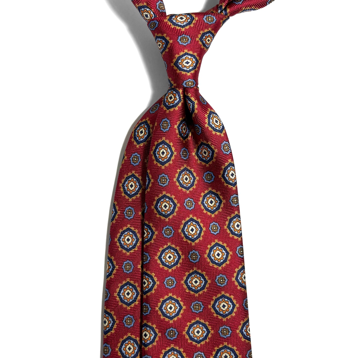 Burgundy Geometric Silk Tie (Handmade in Italy)