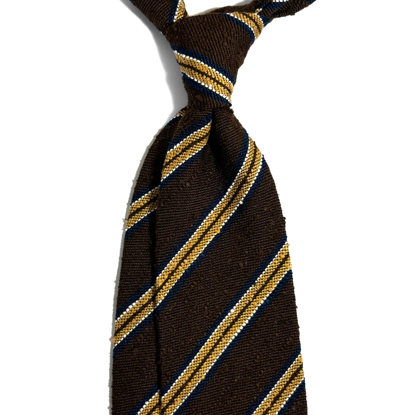 Dark Brown & Gold Stripe Untipped Silk Shantung Tie