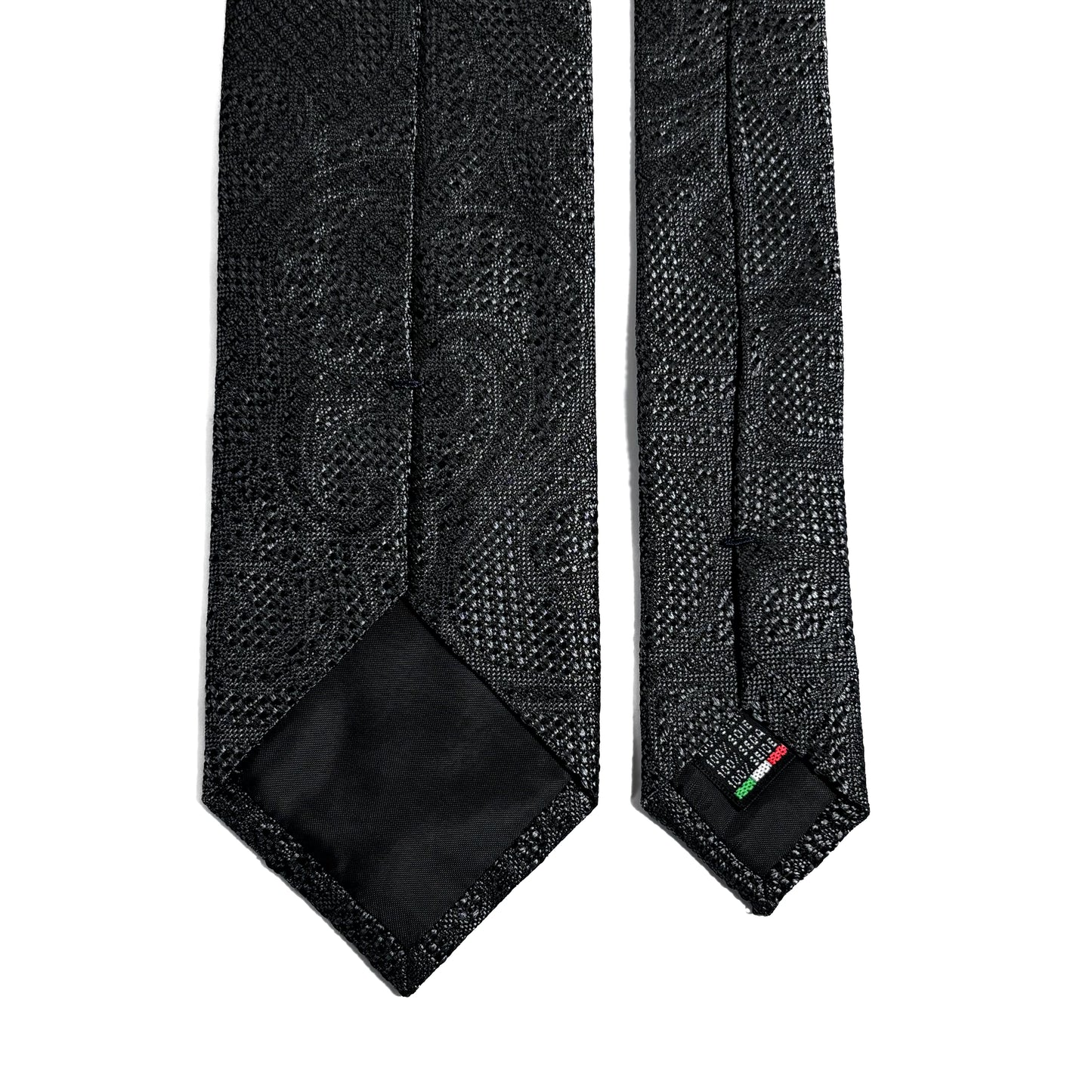 PHOENIX Charcoal Gray / Silver Paisley Silk Grenadine Jacquard Tie