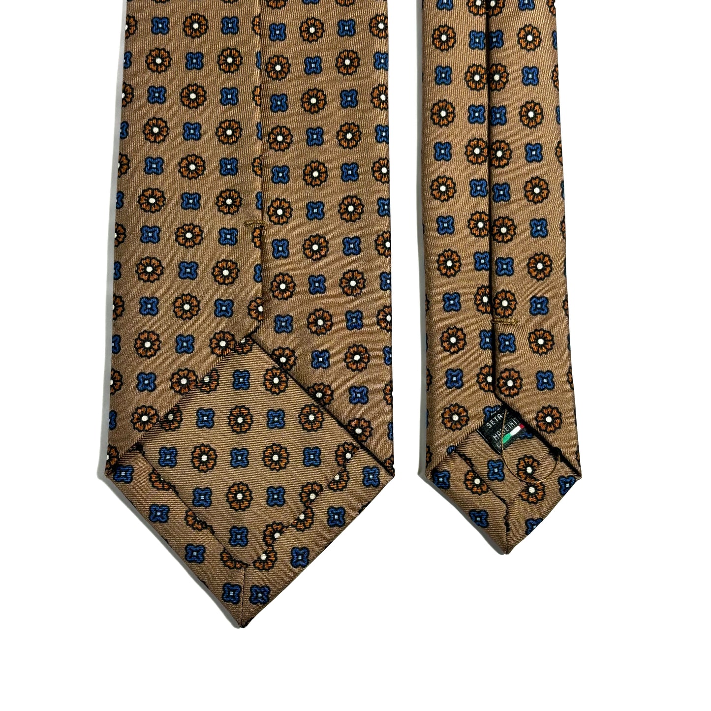Beige Floral Printed Silk Twill Tie