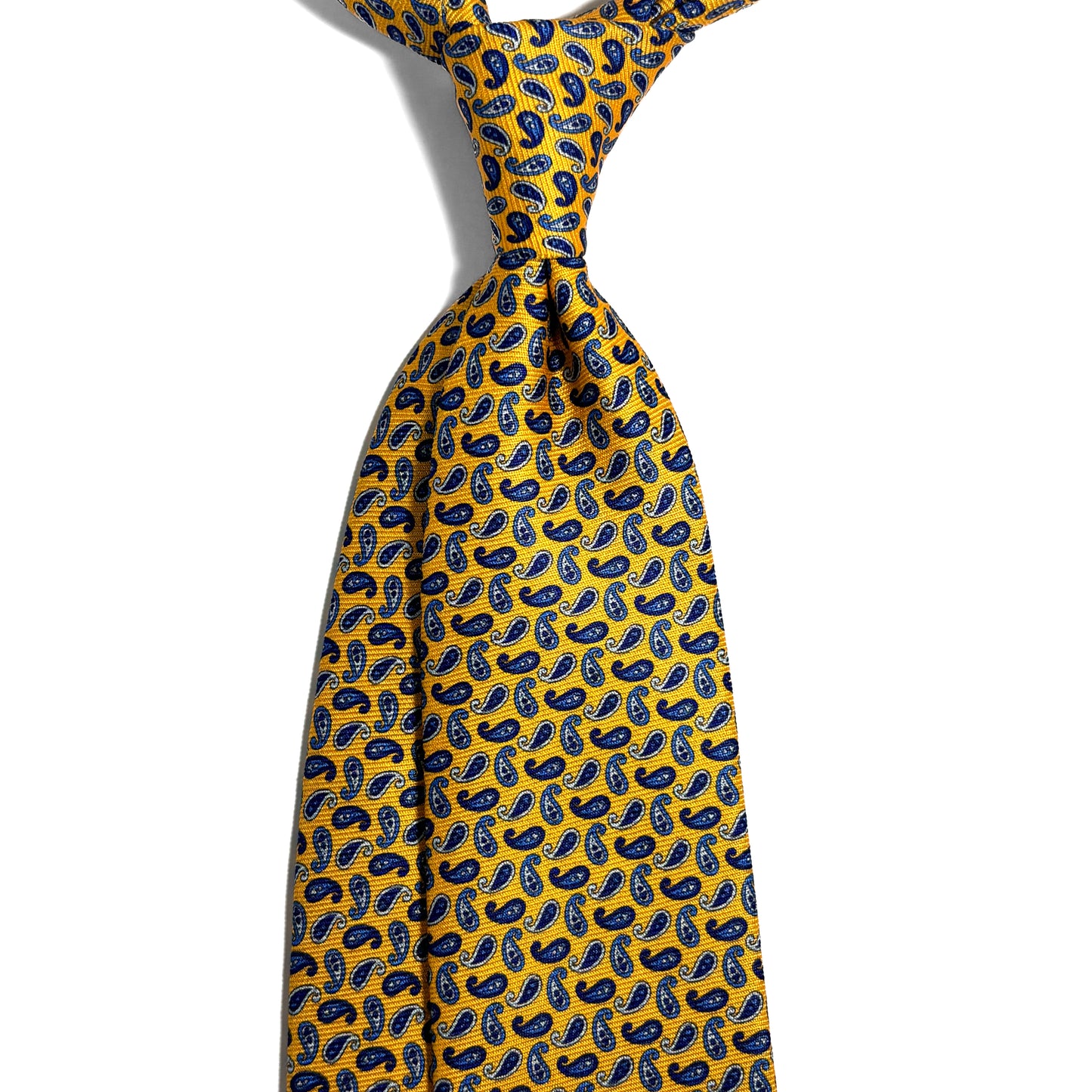 Yellow Small Paisley Silk Tie (Handmade in Italy)