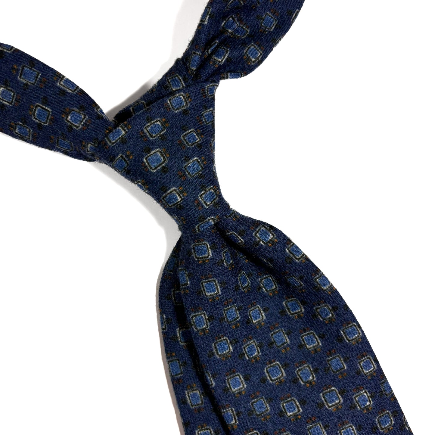 Avion Blue Geometric Printed Wool Flannel Tie