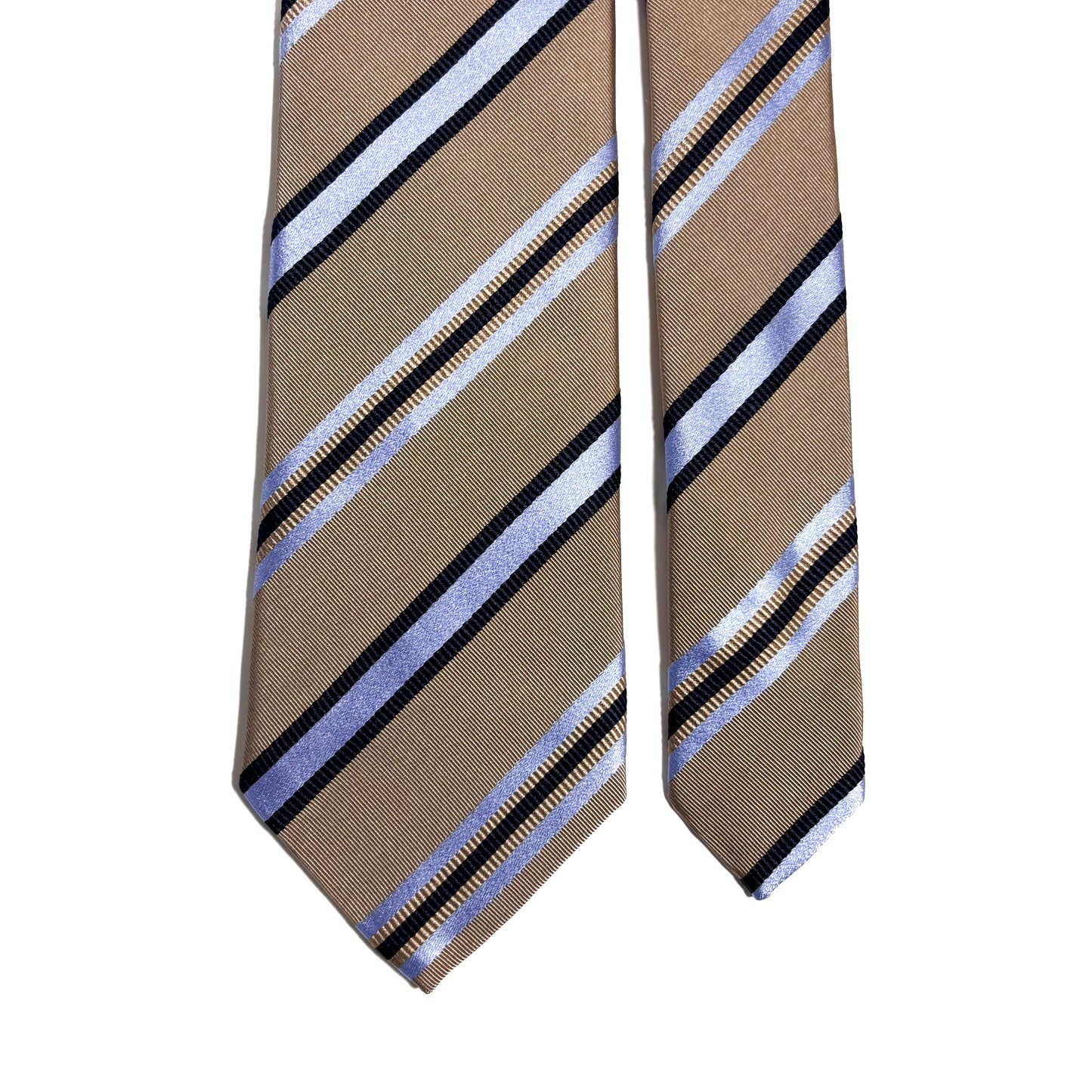 Beige Striped Silk Jacquard Tie