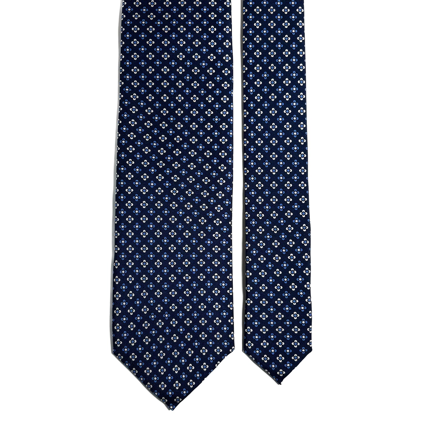 Navy Blue Small Floral Silk Tie