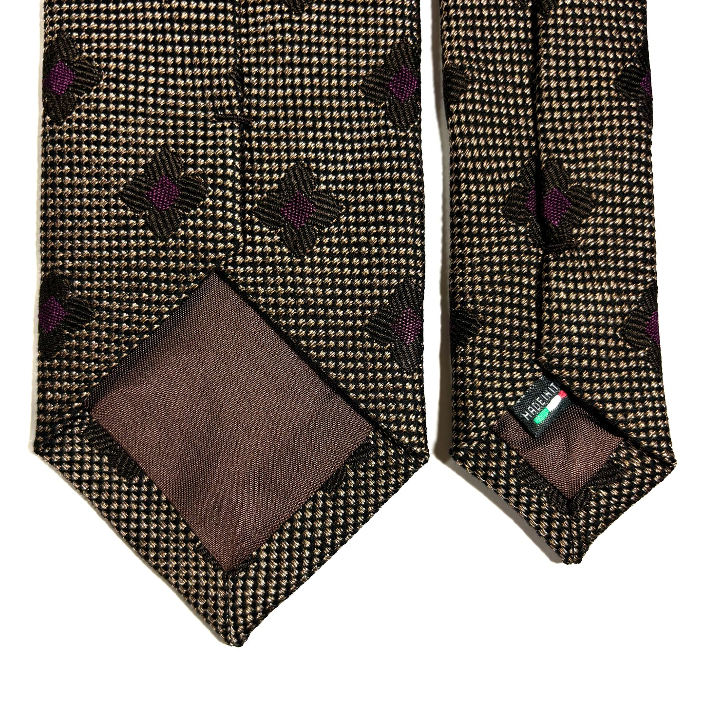 Brown Geometric Jacquard Silk Tie