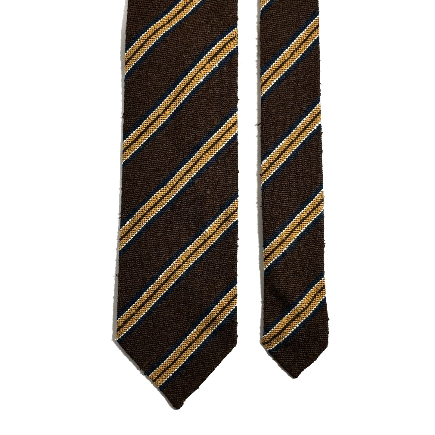 Dark Brown & Gold Stripe Untipped Silk Shantung Tie