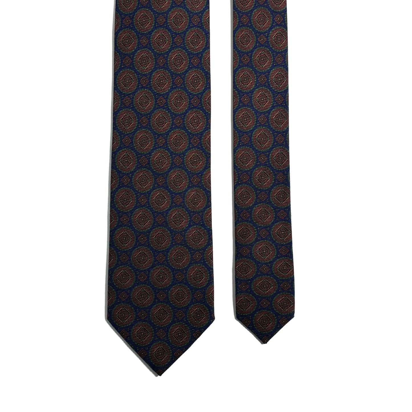 Blue Medallion Italian Madder Silk Tie