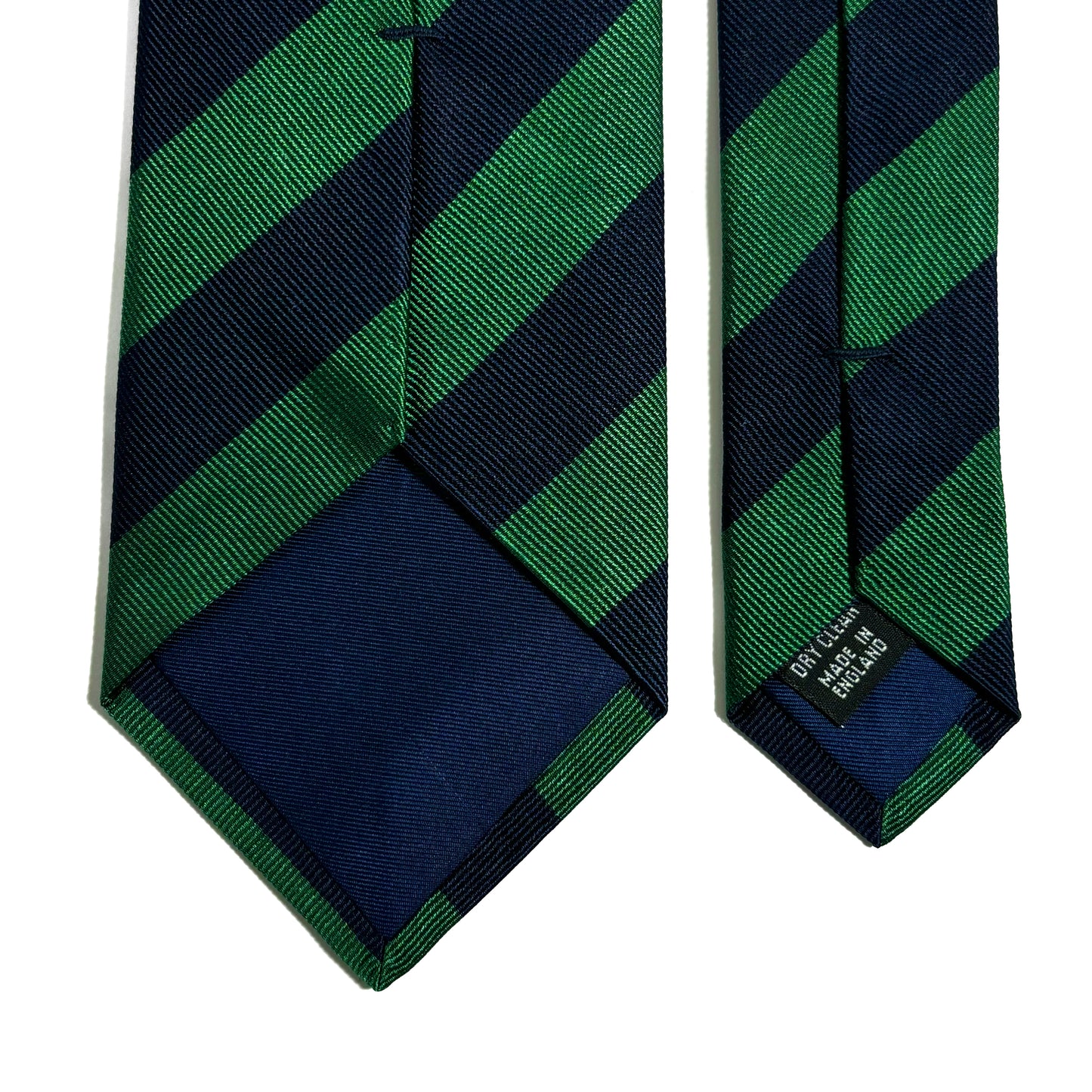 Navy Blue & Green Striped Silk Repp Tie