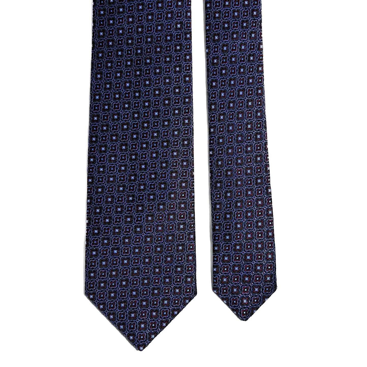 Navy Blue & Burgundy Floral Silk Jacquard Tie