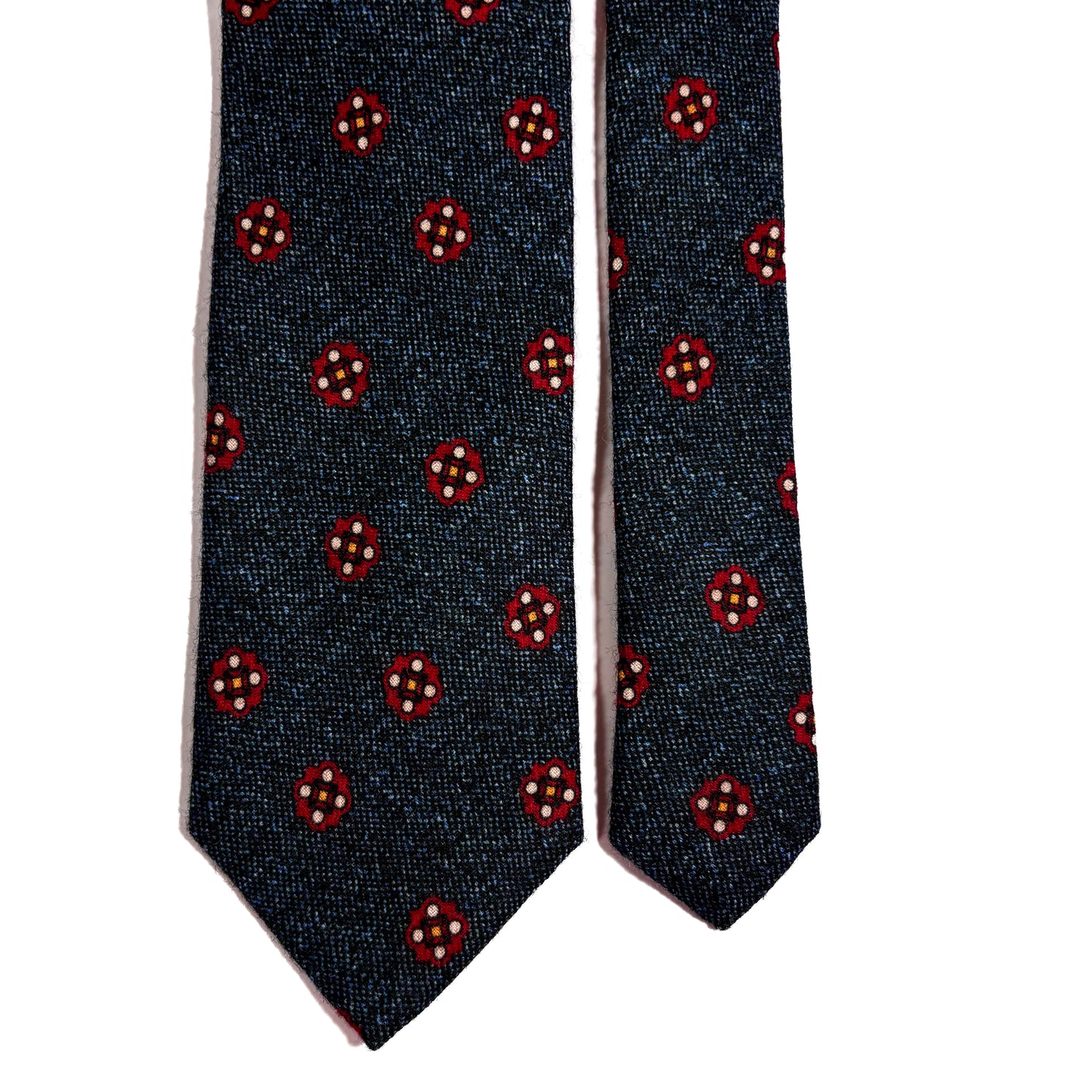 Charcoal Blue Geometric Printed Wool Flannel Tie