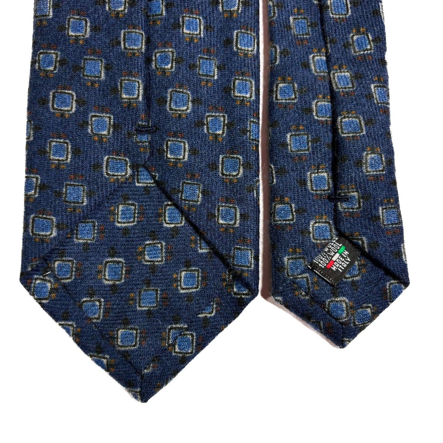 Avion Blue Geometric Printed Wool Flannel Tie