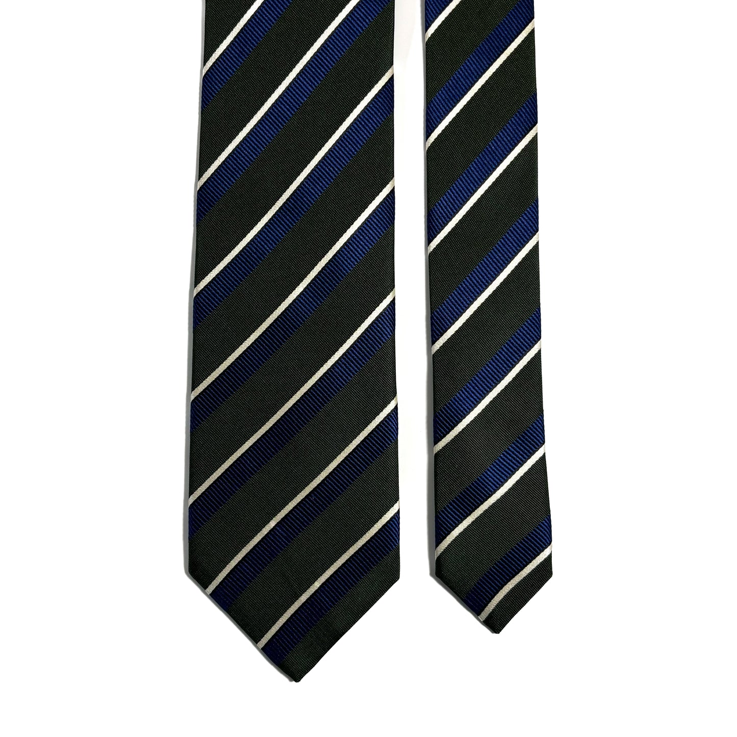 Green & Blue Striped Silk Jacquard Tie