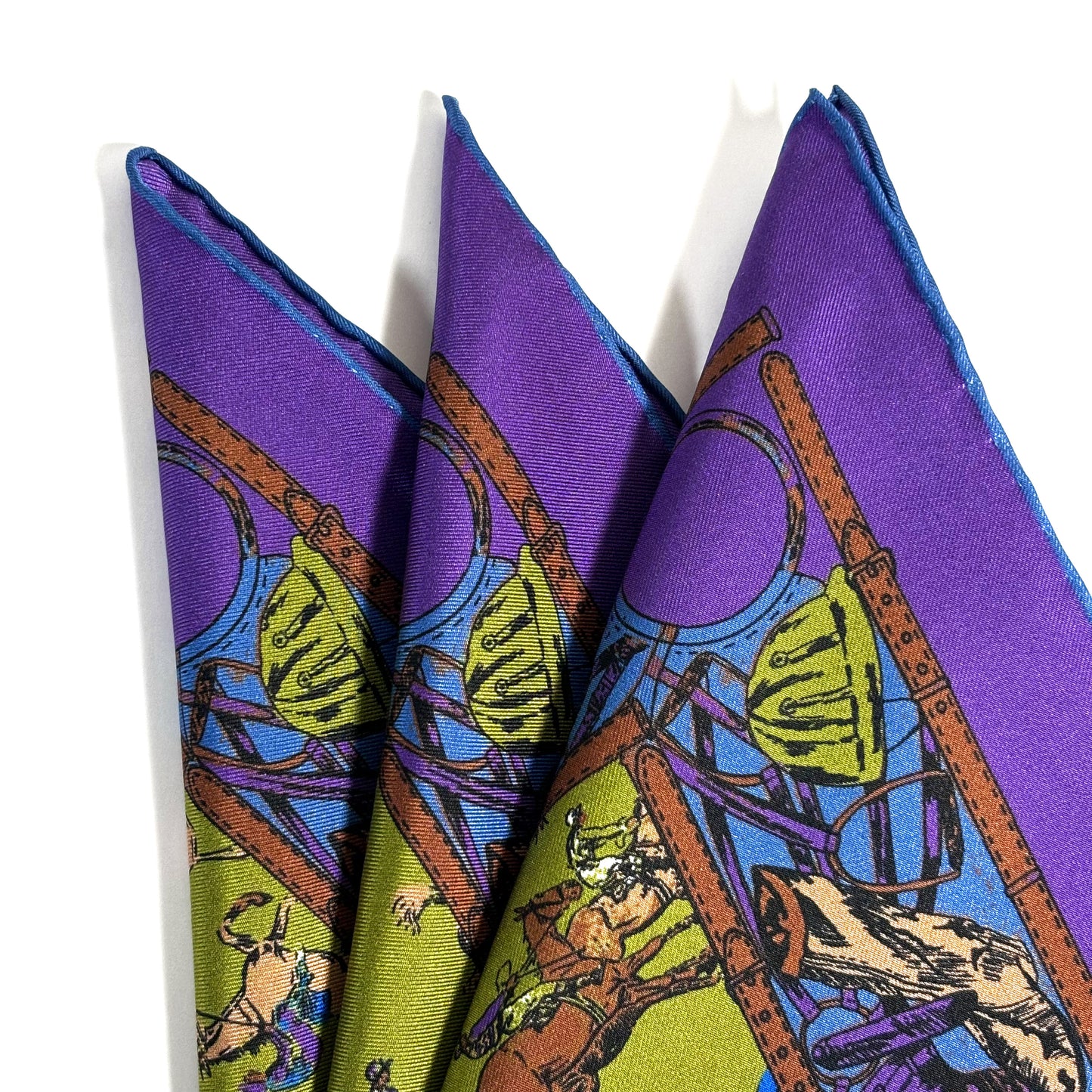Green & Purple Polo Motif Ancient Madder Silk Pocket Square
