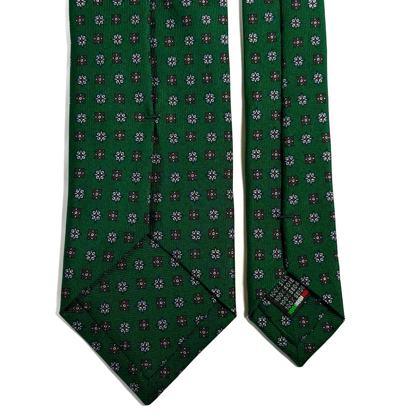 Green Small Floral Printed 36oz Silk Twill Tie
