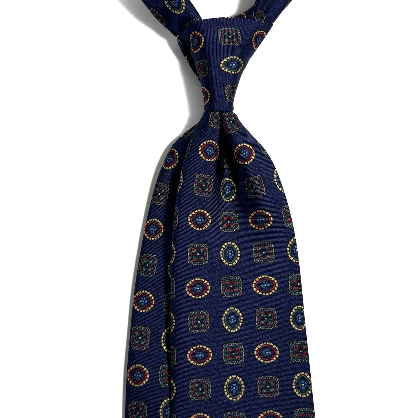 Navy Blue Geometric Medallion Silk Tie