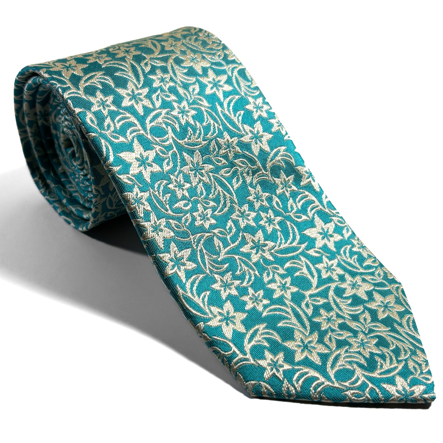 Sea Foam Green Floral Motif Silk Jacquard Tie