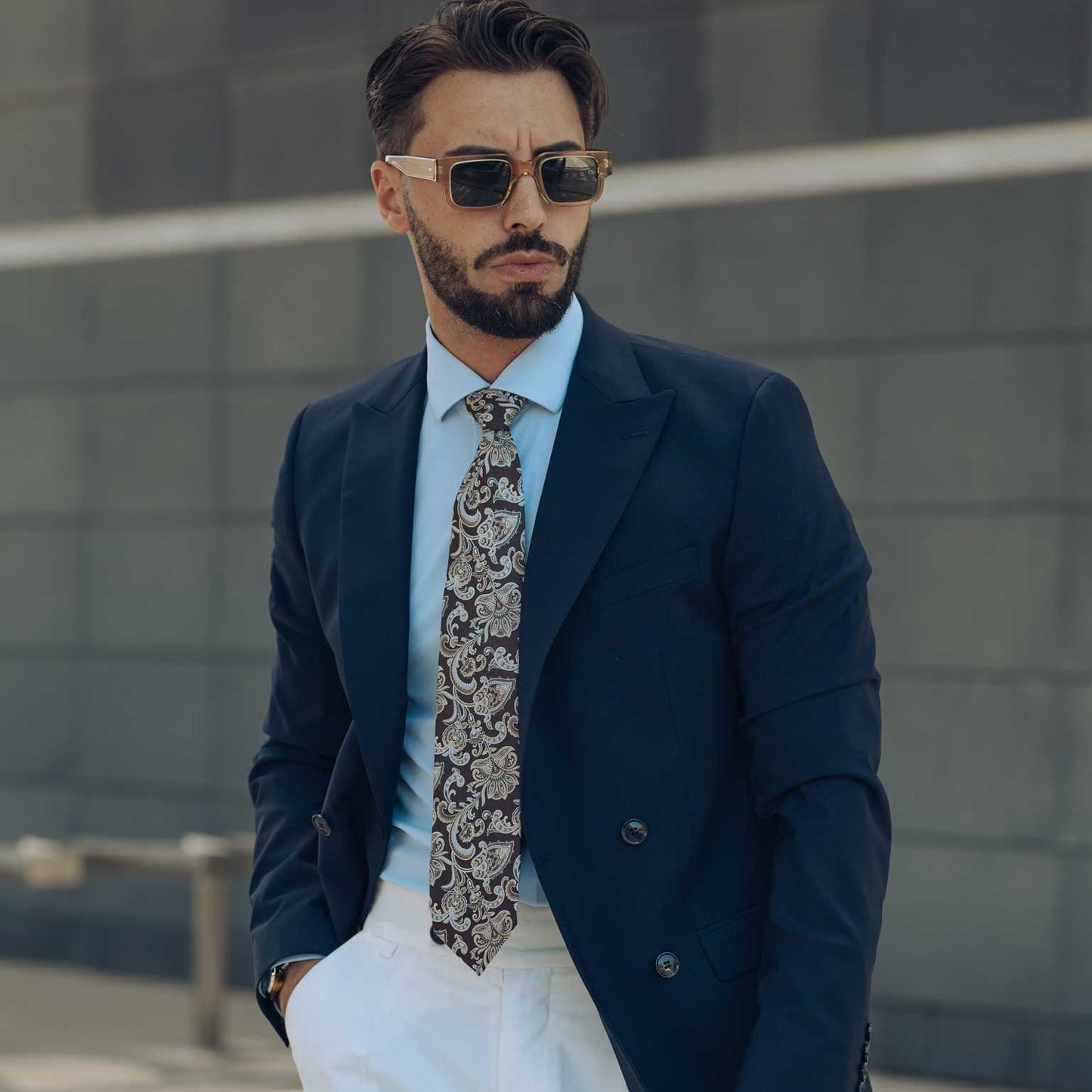 Novara - Printed Silk Tie - Brown