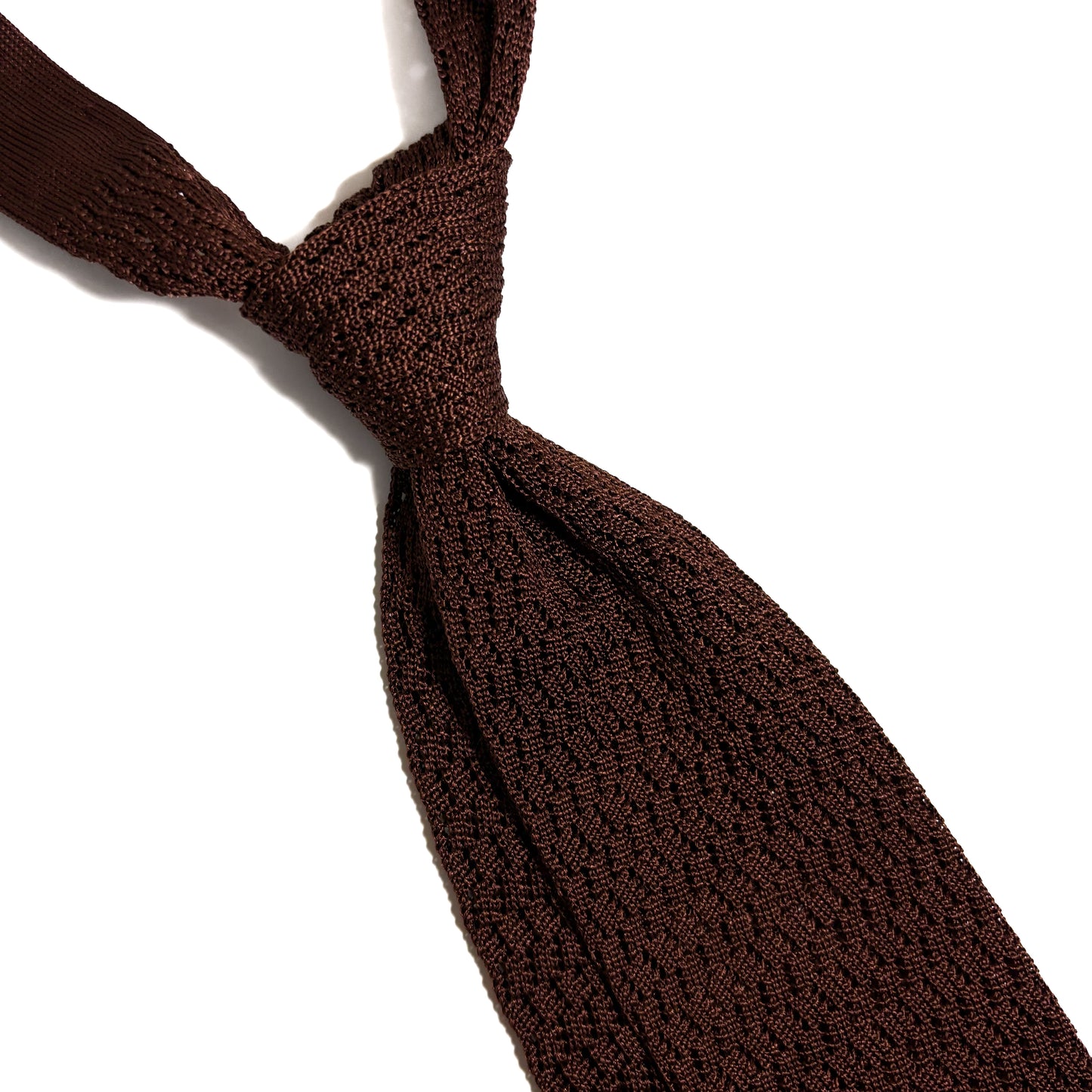 Zig-Zag Rust Brown Silk Knitted Tie