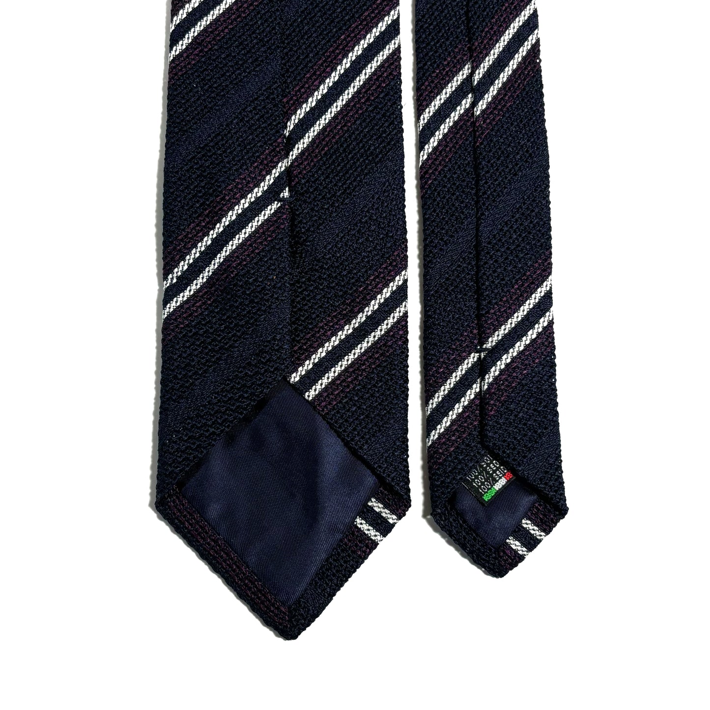 Navy Blue & Purple Striped Silk Grenadine Tie (Garza Fina)
