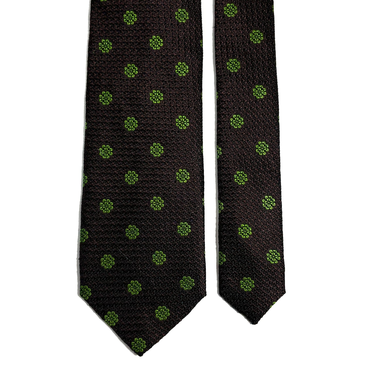 Brown Floral Silk Grenadine Tie (English Weave)