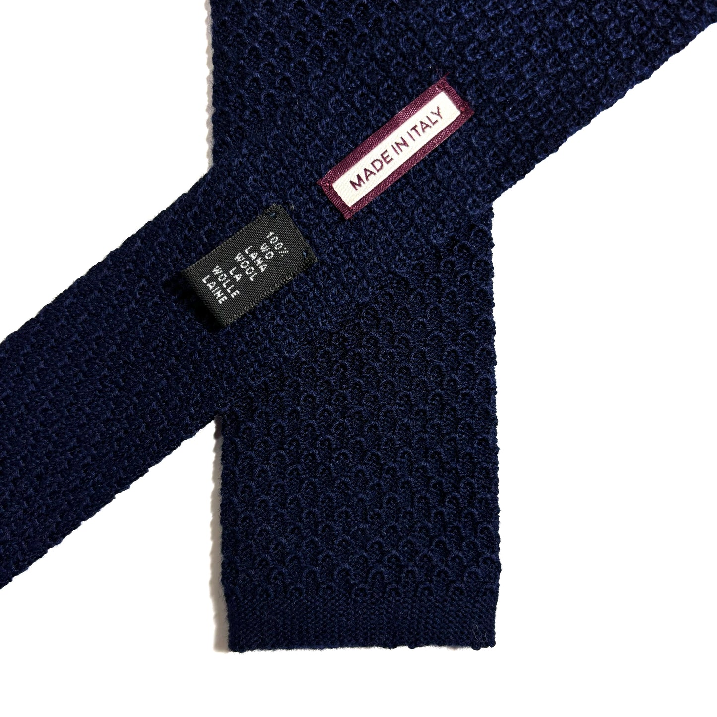 Large Knot Navy Blue Wool Knitted Tie
