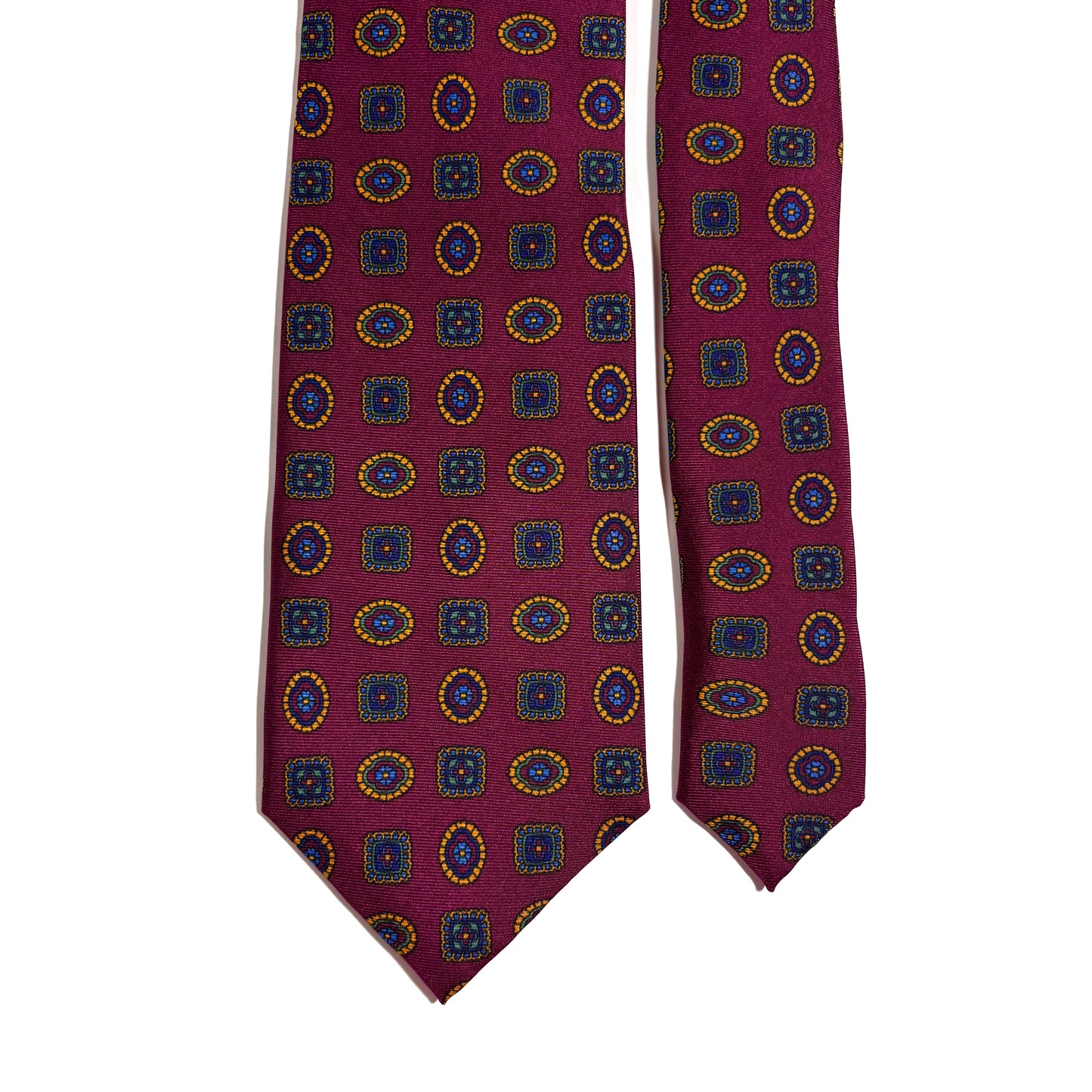 Burgundy Geometric Medallion Silk Tie