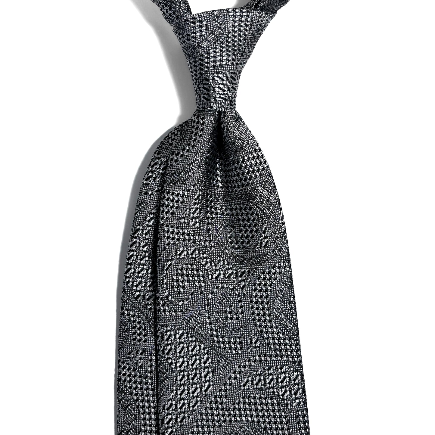 PHOENIX Silver Paisley Silk Grenadine Jacquard Tie