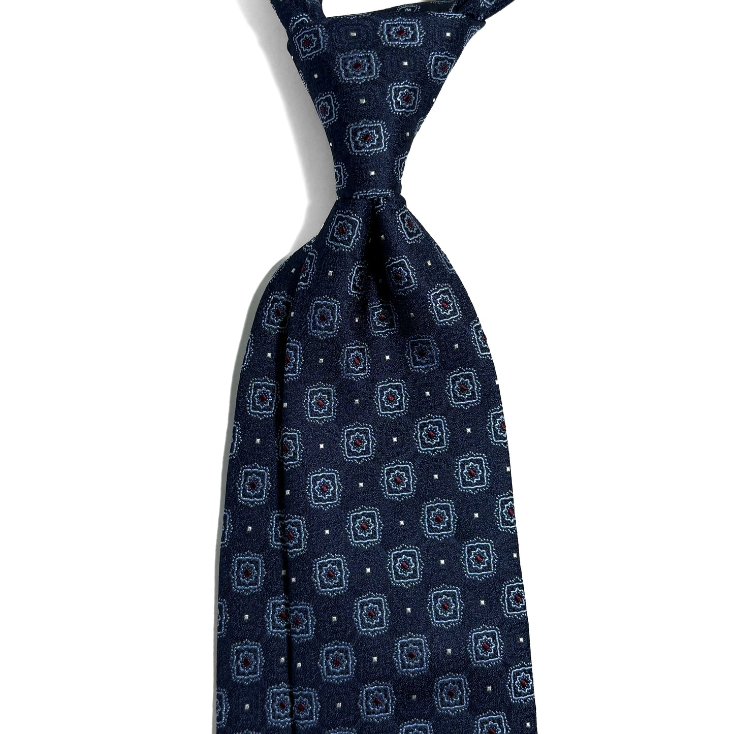 Navy Blue Geometric Silk Jacquard Tie