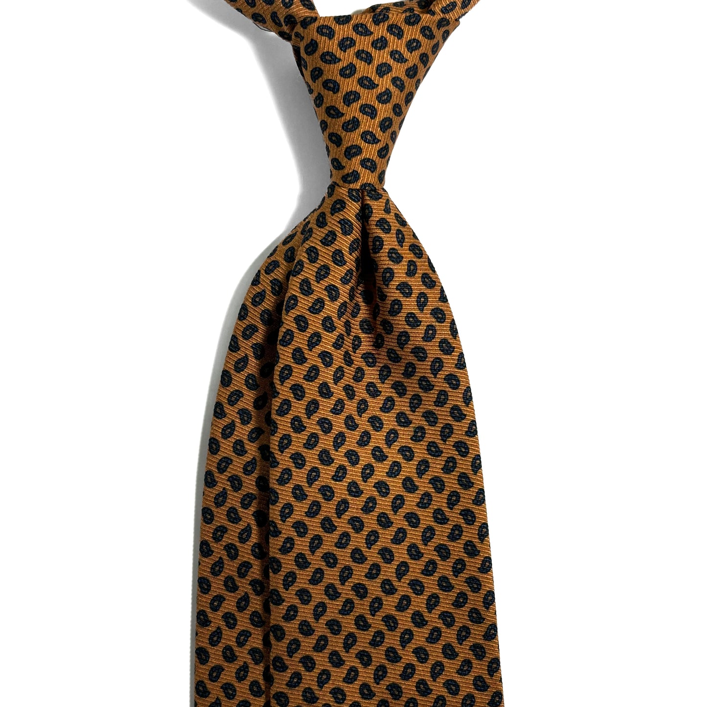 Honey-Orange Small Paisley Italian Madder Silk Tie