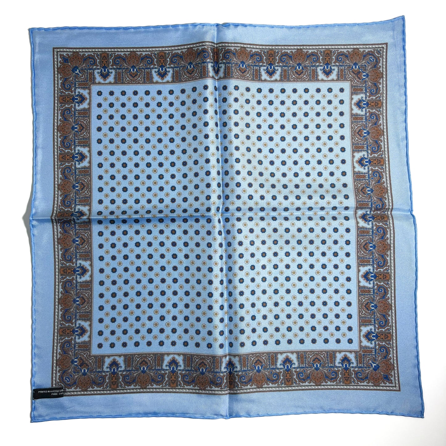 Light Blue Floral Silk Pocket Square