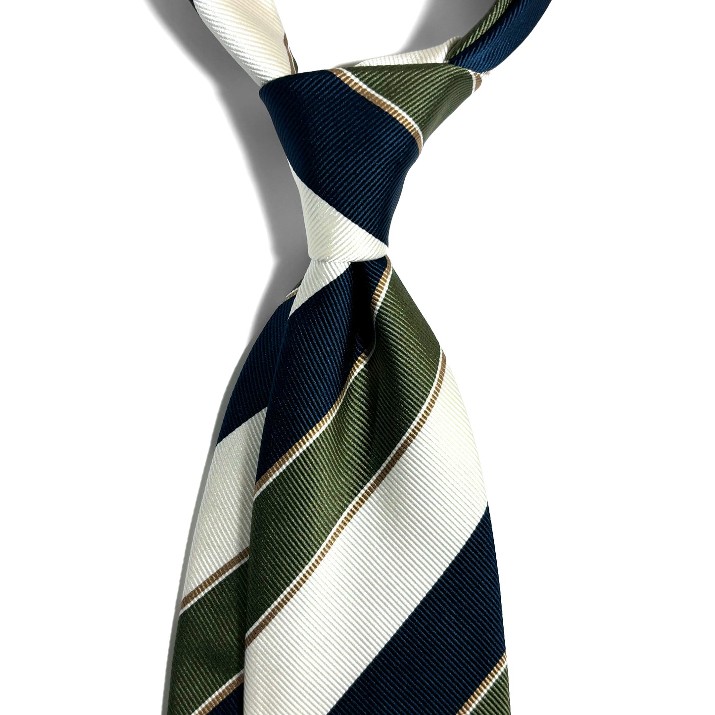 Green / Blue / White Striped Silk Repp Tie