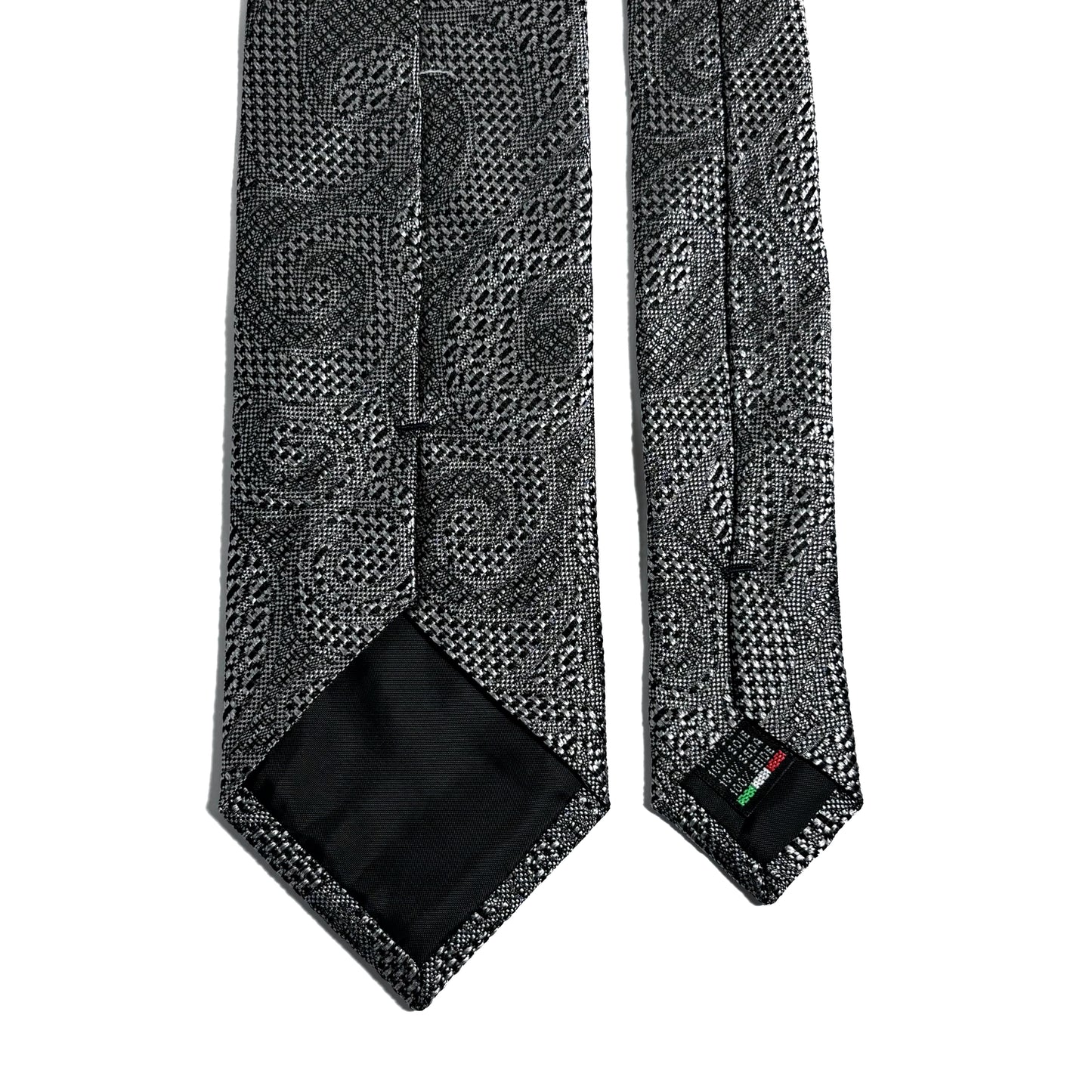 PHOENIX Silver Paisley Silk Grenadine Jacquard Tie