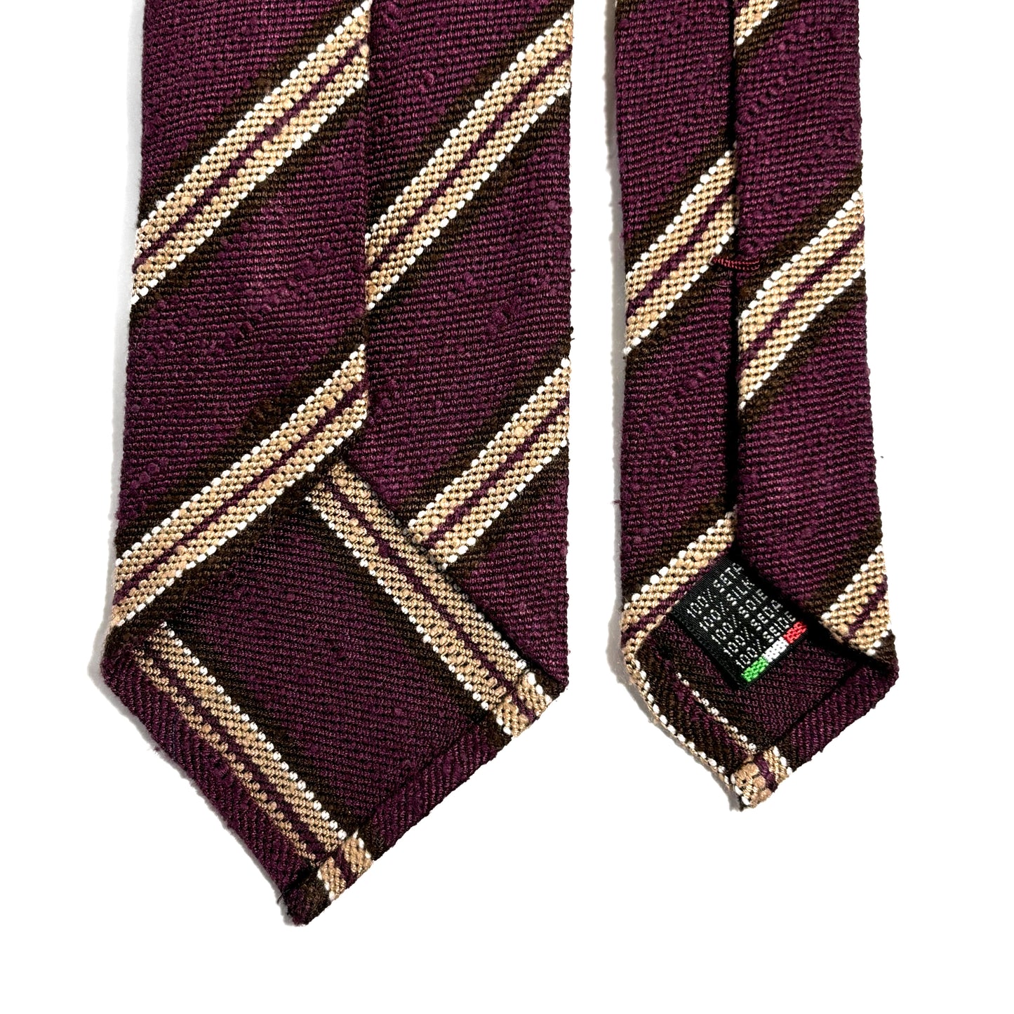 Wine Red Stripe Untipped Silk Shantung Tie