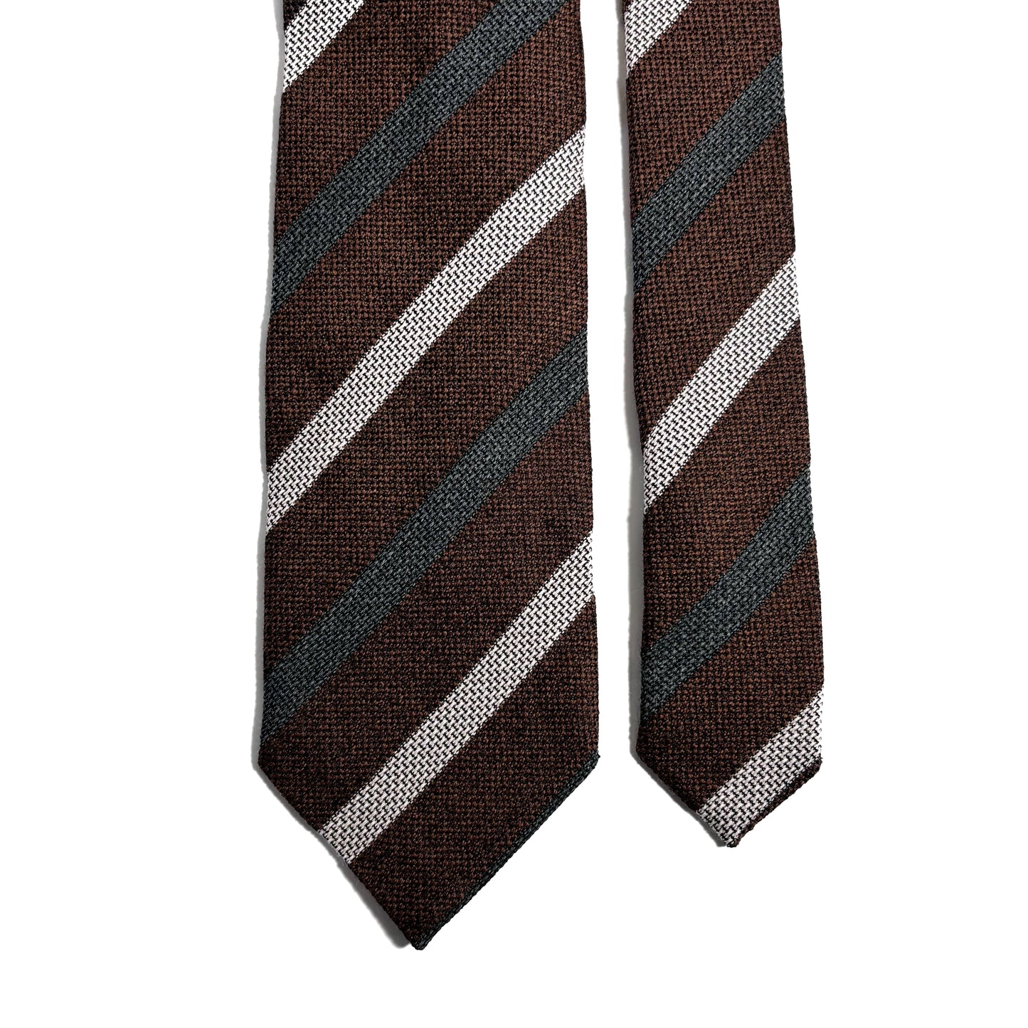 Brown Striped Silk Grenadine Tie (Garza Fina)