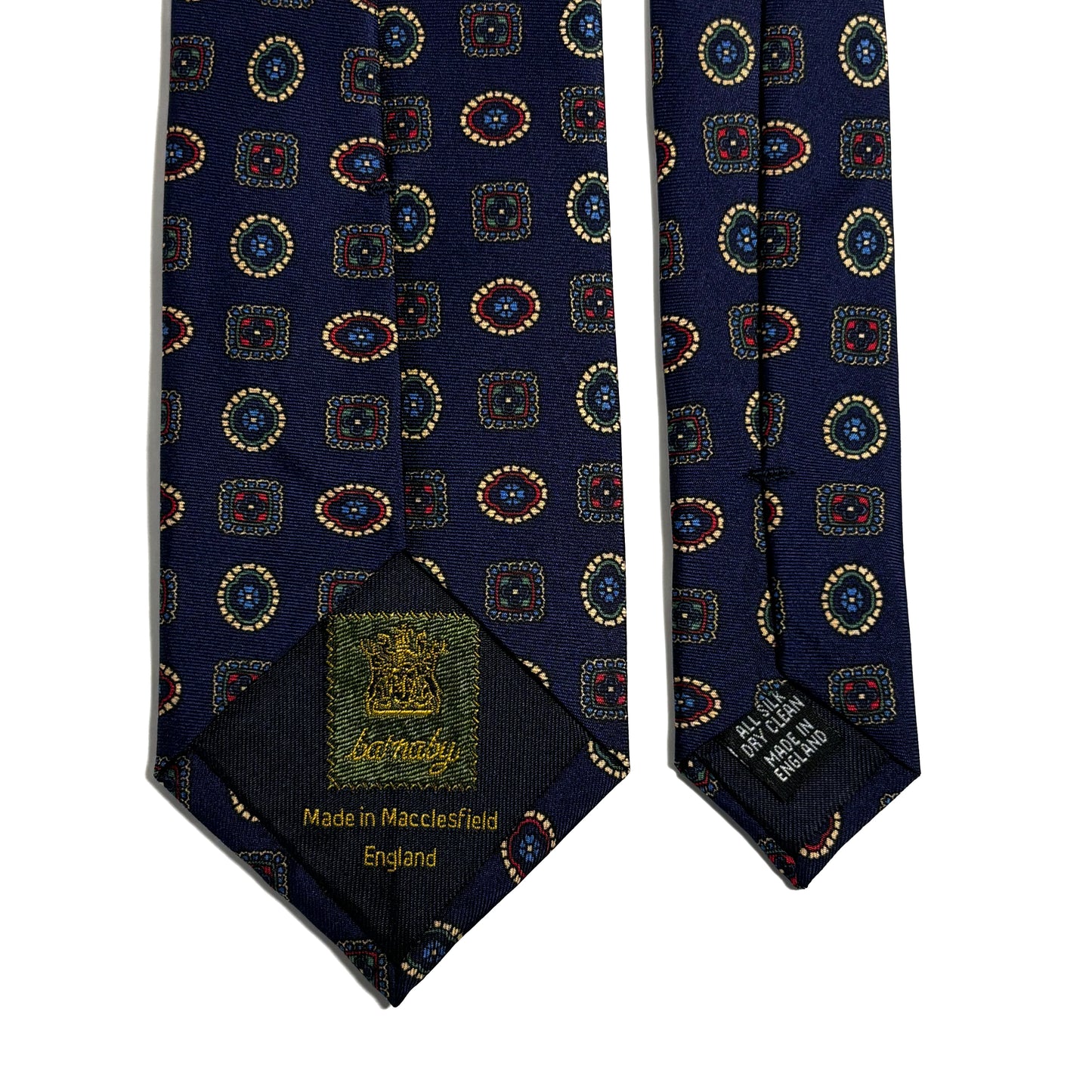 Navy Blue Geometric Medallion Silk Tie