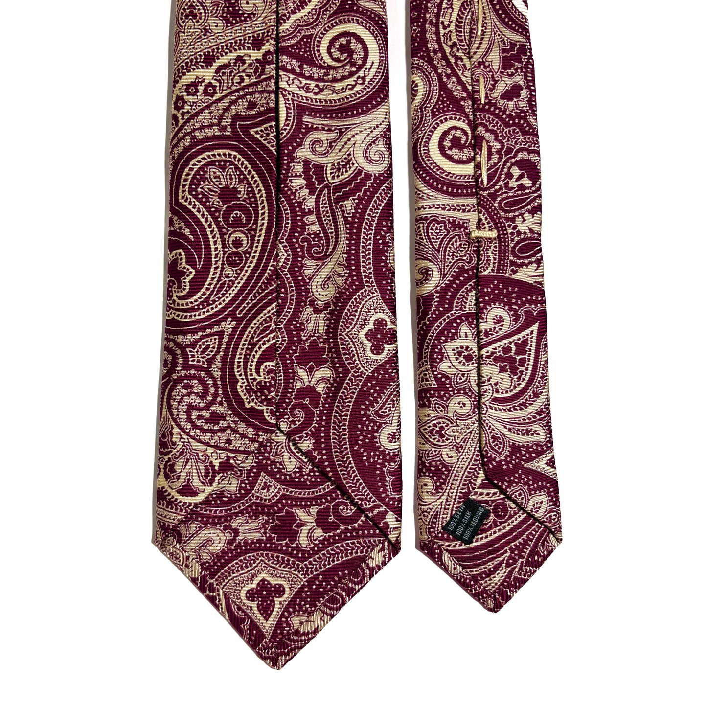 Seven Fold Burgundy & Cream Paisley Silk Tie
