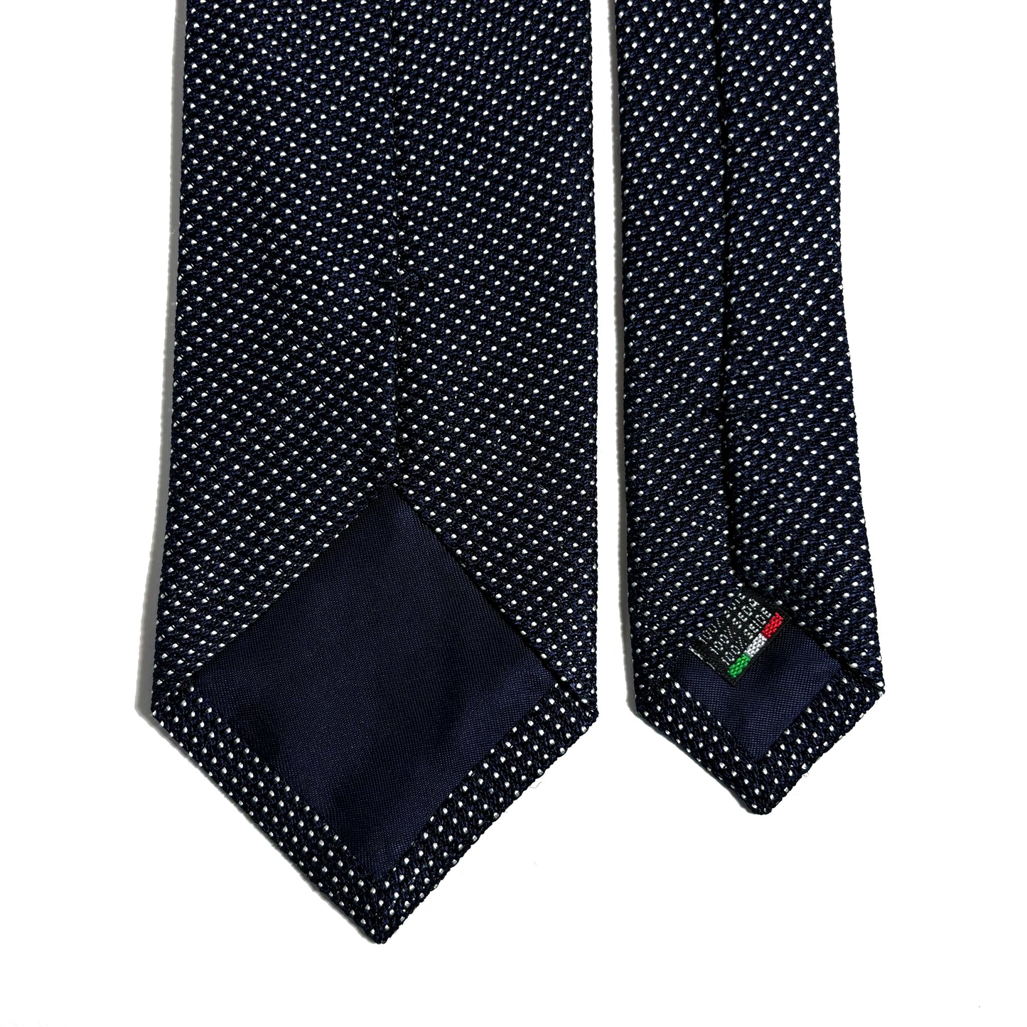 Navy Blue Polka Dot Silk Grenadine Tie (Garza Fina)