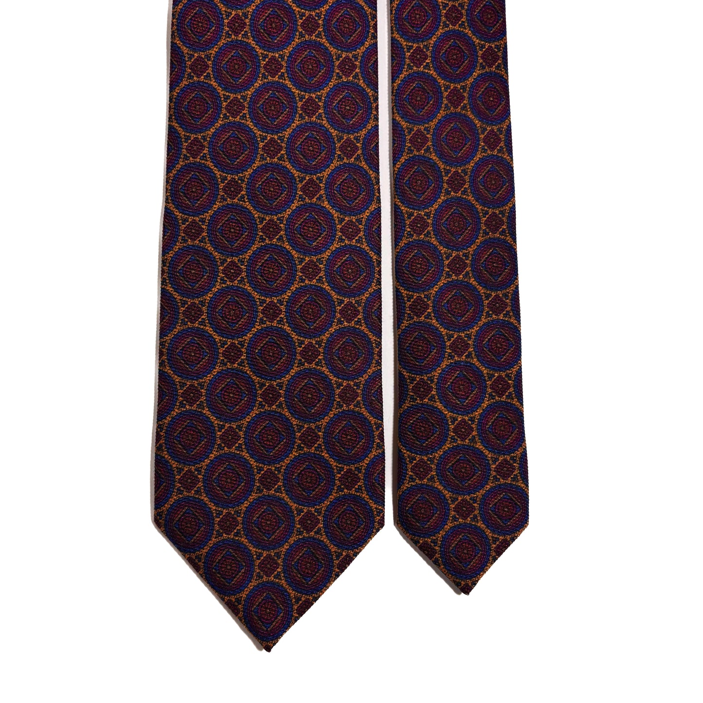 Copper Orange Medallion Italian Madder Silk Tie
