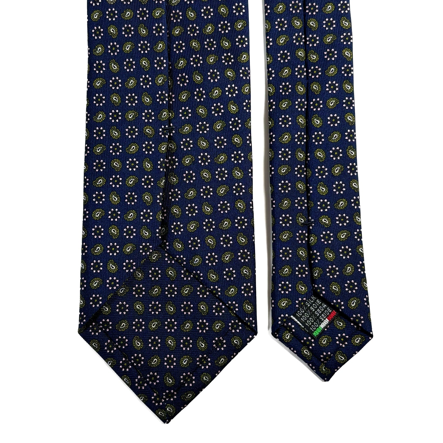 Navy Blue Floral Printed 36oz Silk Twill Tie