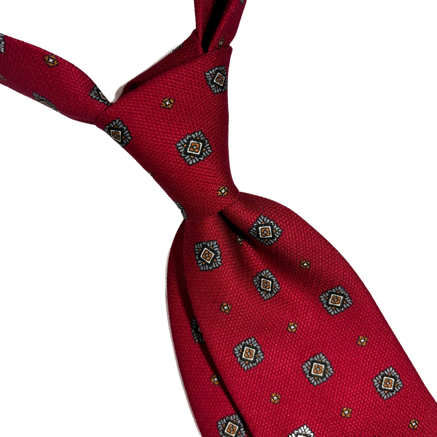 Red Foulard Printed Silk Grenadine Tie