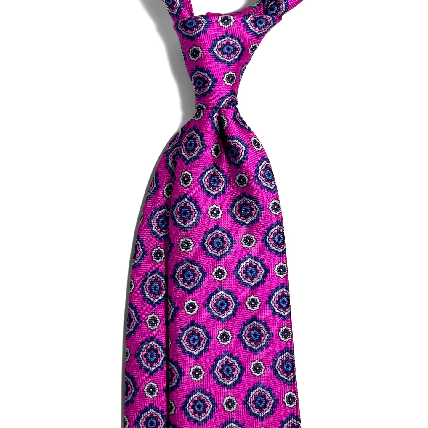 Fuchsia Pink Geometric Silk Tie (Handmade in Italy)