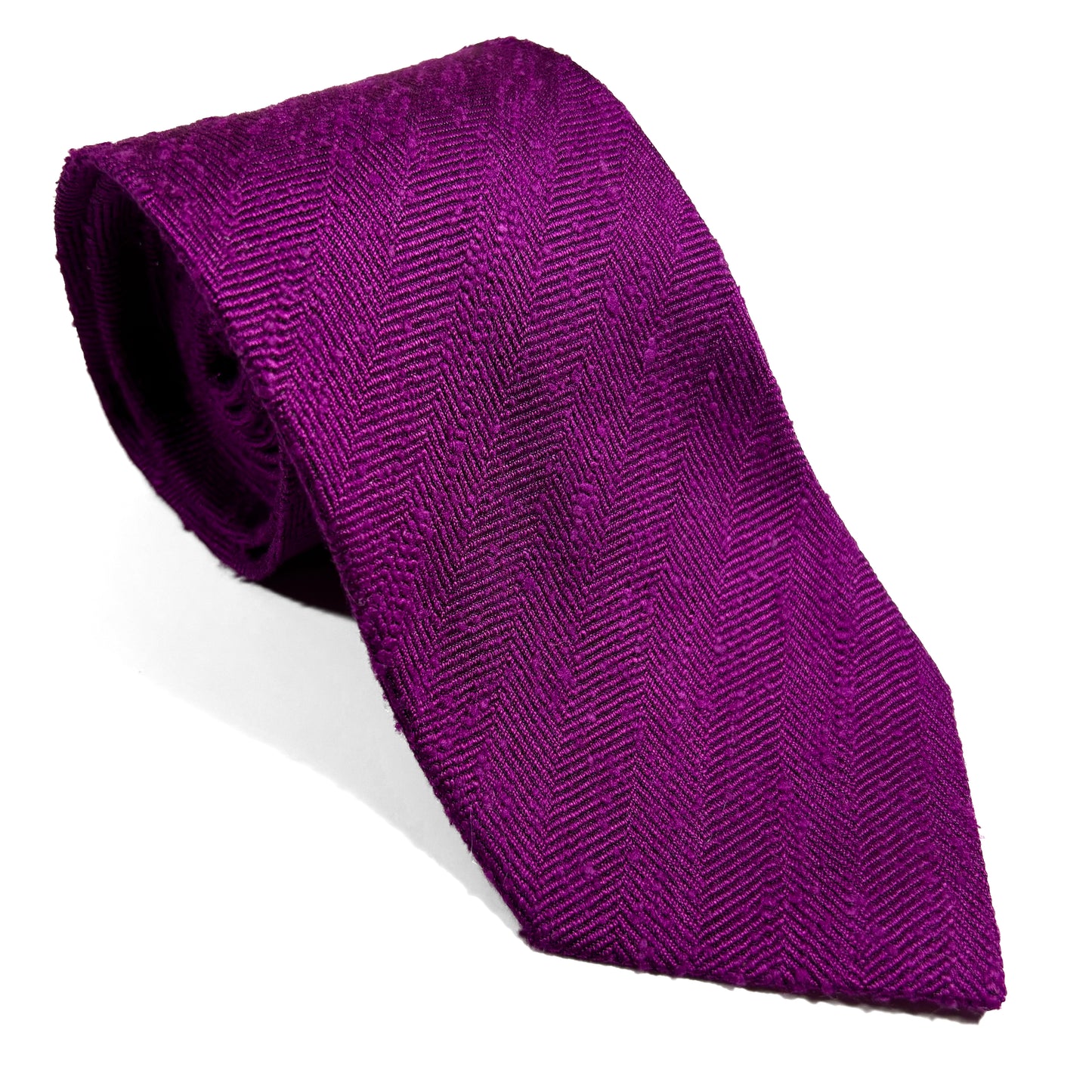 Magenta Herringbone Silk Shantung Tie