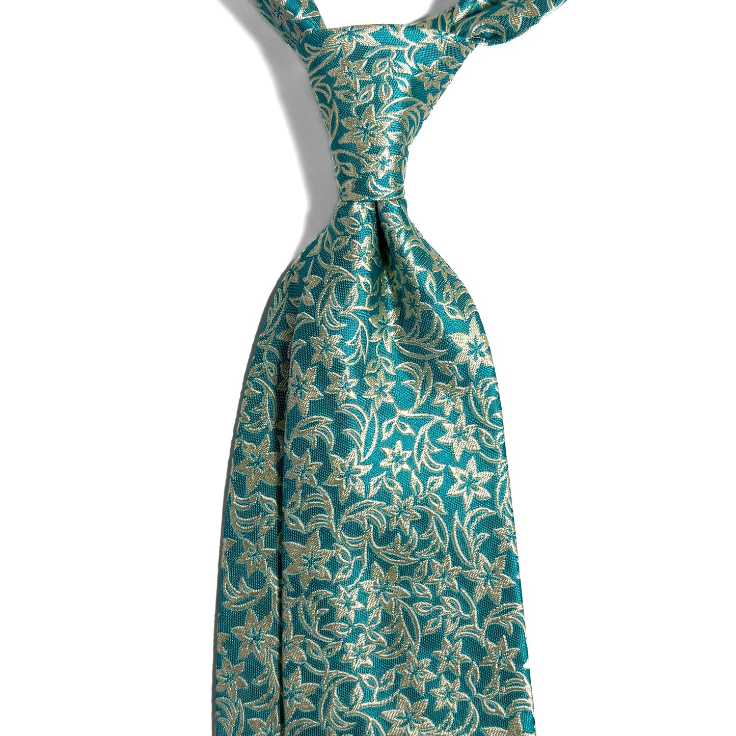 Sea Foam Green Floral Motif Silk Jacquard Tie
