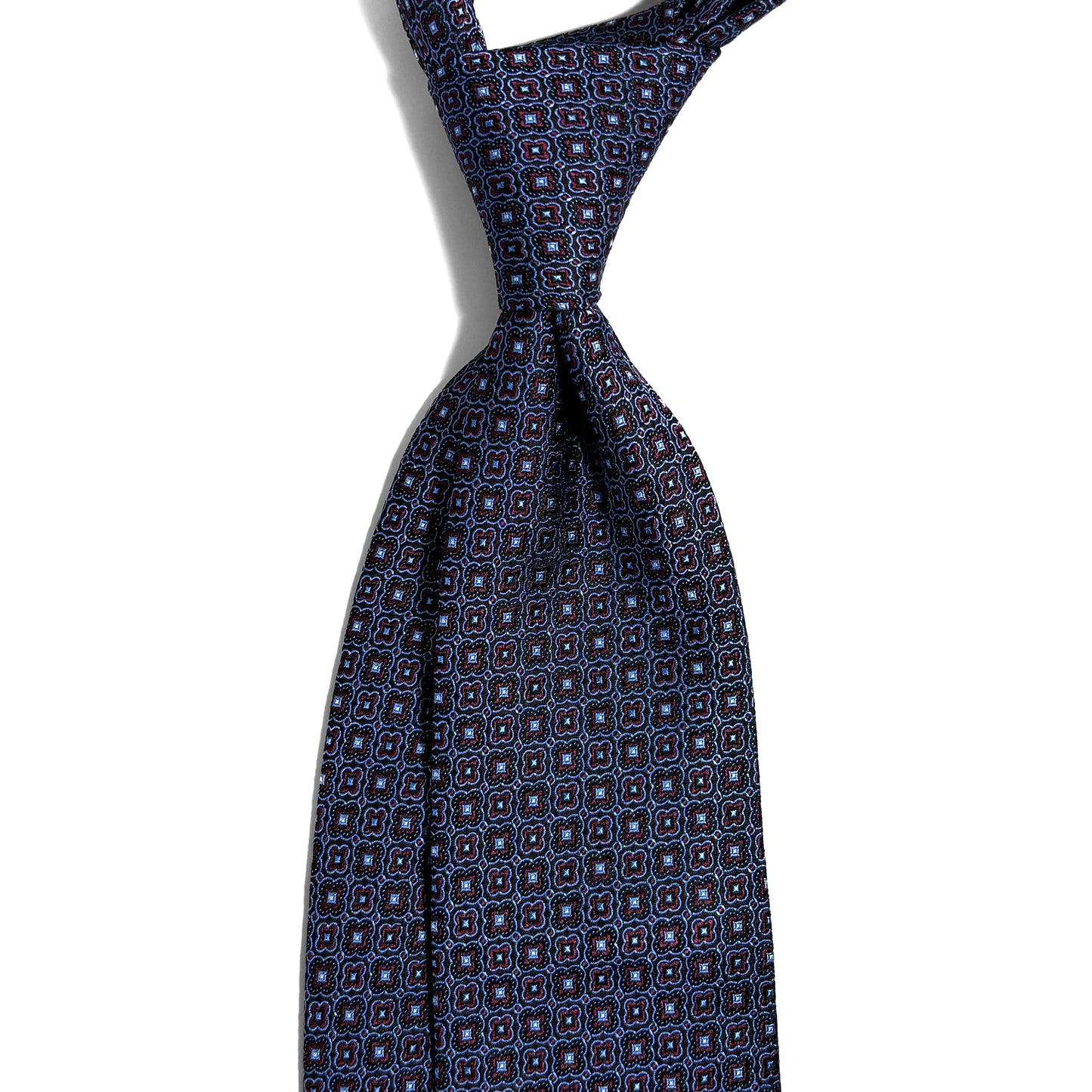 Navy Blue & Burgundy Floral Silk Jacquard Tie