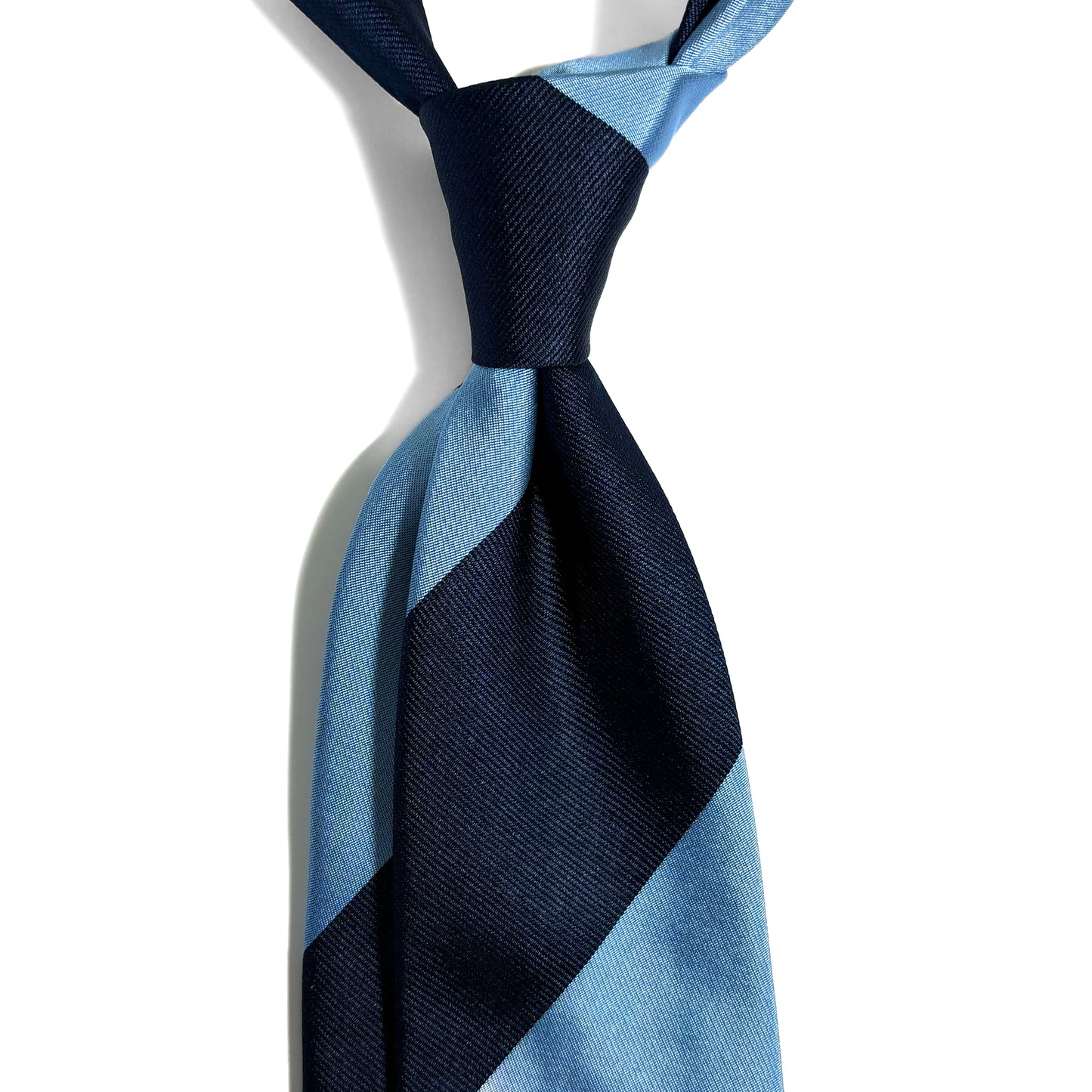 Navy & Light Blue Block Striped Silk Repp Tie