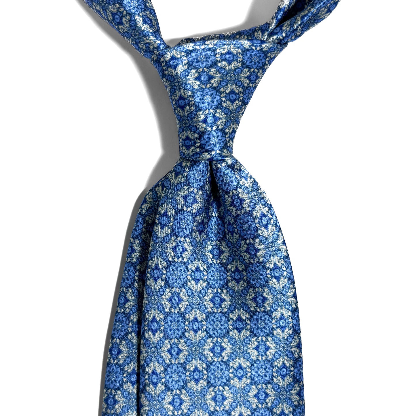 Light Blue Floral Silk Satin Tie